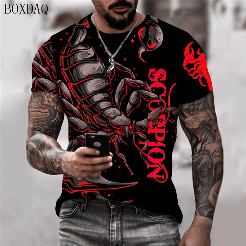 Scorpion Graphic Men\'s Trend T-Shirts Short Sleeve O-Neck Street 3D Animal Printing Male T Shirt 6XL Big Size Summer Casual Tops