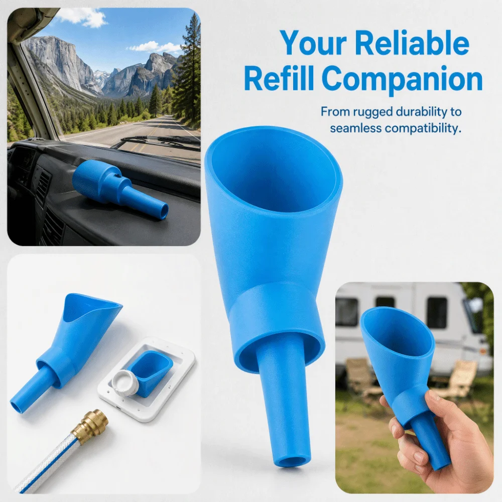 Water Filler Wide Mouth Water Inlet Funnel Overflow Prevention Filter Water Filler Funnel Filling Water Funnel Camping