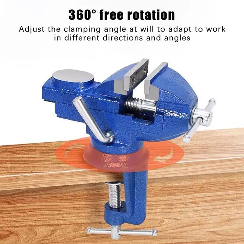 Professional Table Vise , 360° Rotation Work Clamp-On Vise, Versatile Use, Heavy Duty Construction For Woodworking, Metalworking