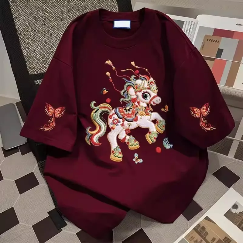 

Autumn Winter Large Size 300 Pou New Chinese Year National Sle ort Sve T-irt Men's Zodiac Year Fly Photo...