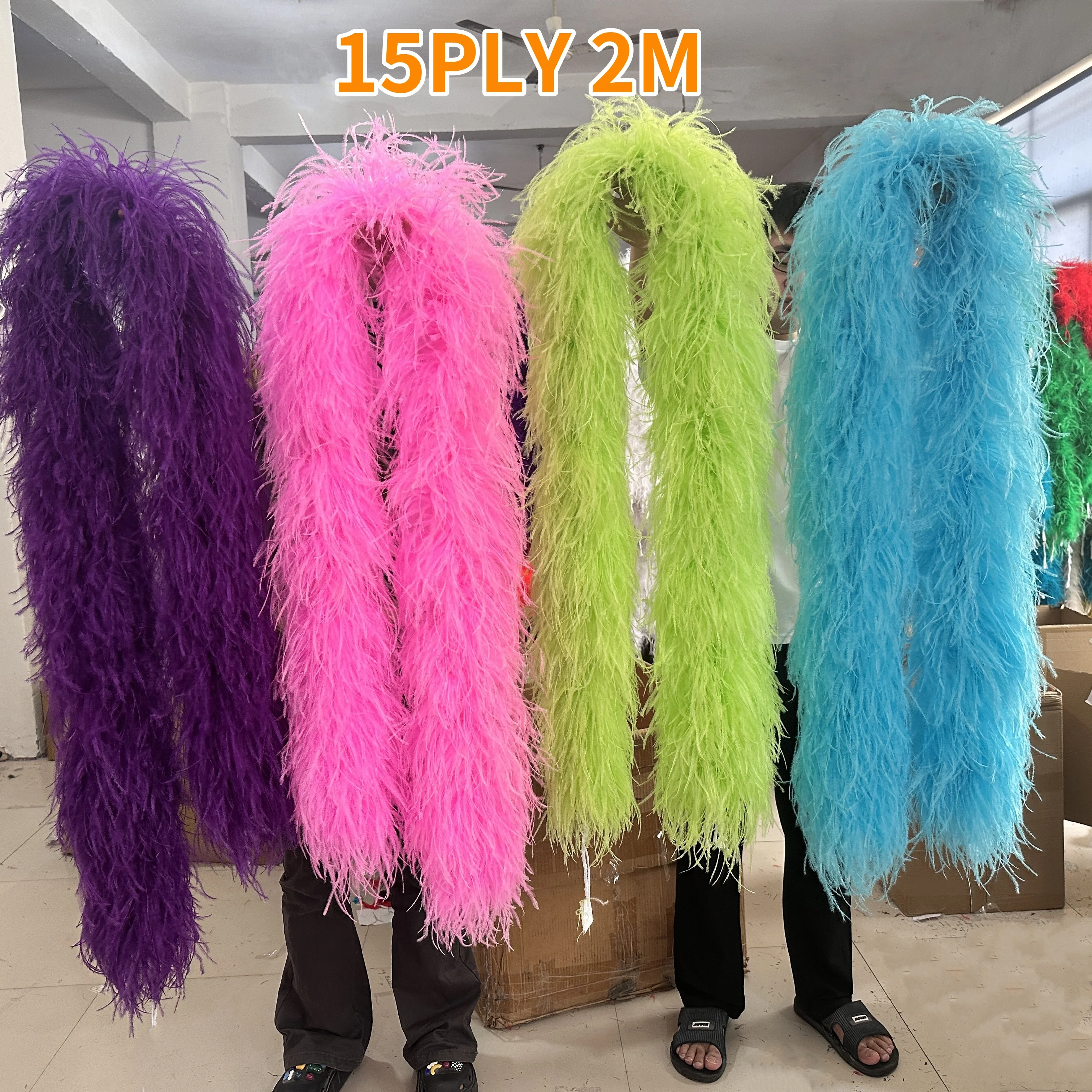 2M piume multicolori Boa piume di struzzo scialle 1/3/6/10/15PLY Drees di nozze decorazione accessorio Plumes per artigianato morbido soffice