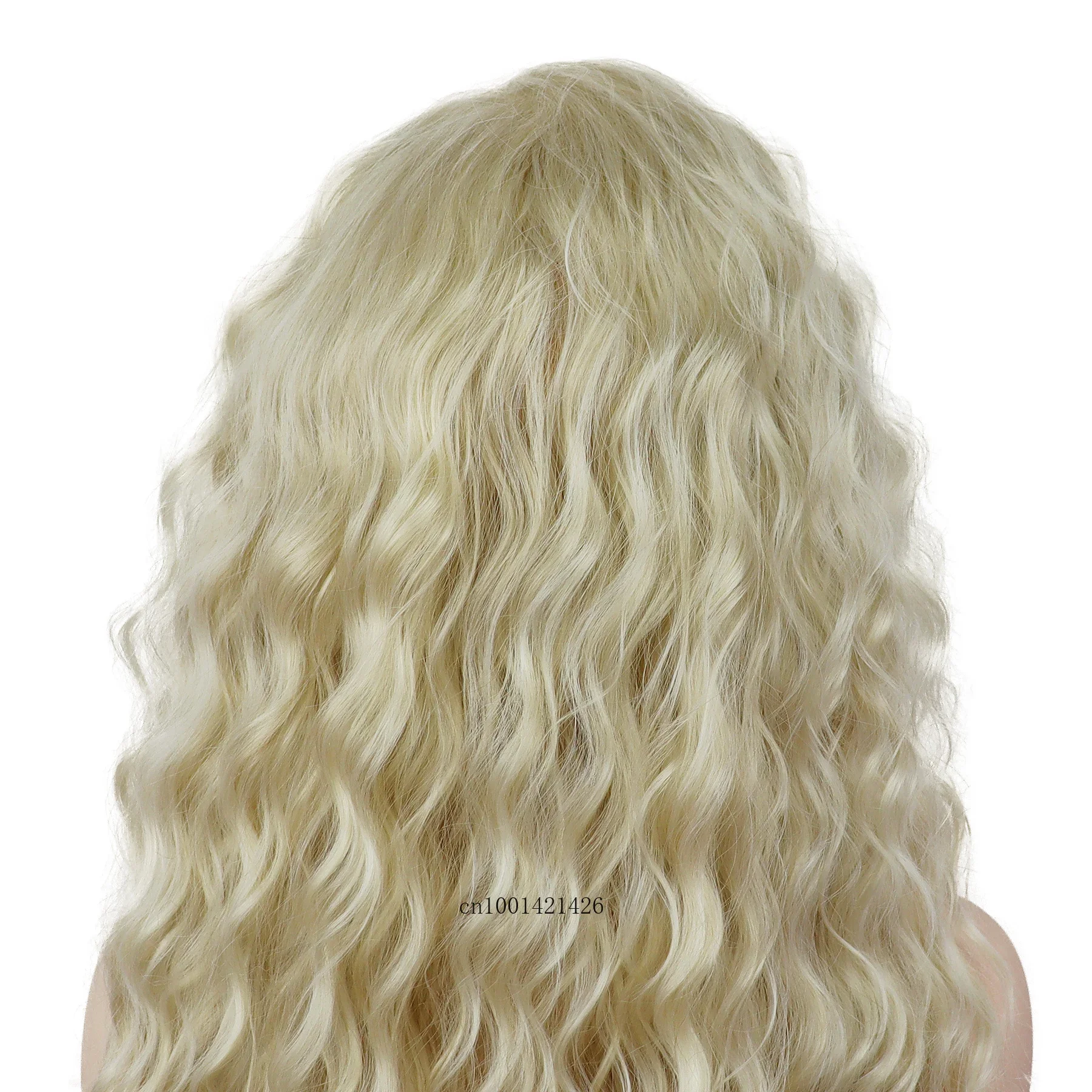 Synthetic Hair Realistic Long Platinum Blonde Wig with Free Part Hairline Light Thick Fluffy Wavy Cur Wigs Natural Dog and Beth