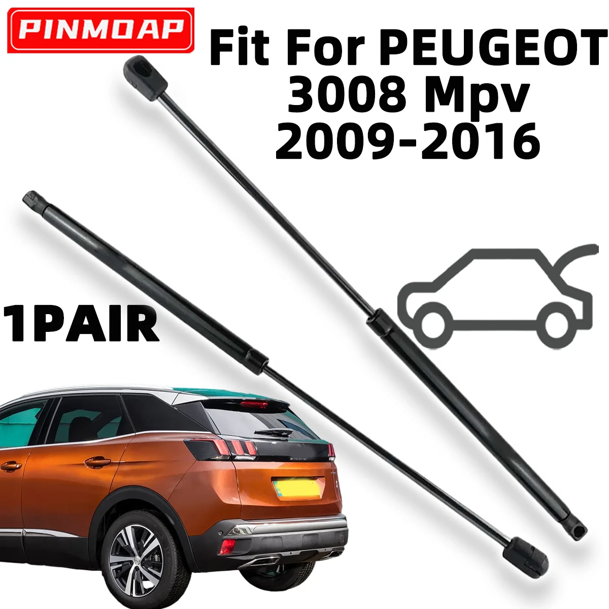

1 Pair Car Rear Tailgate Boot Gas Strut For PEUGEOT 3008 Mpv 2009-2016 Support Rods Damper Bars OE 9683207080