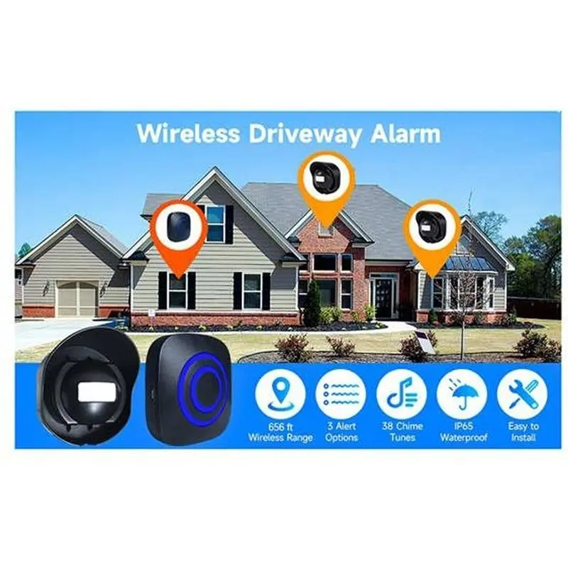 B23B Waterproof Doorbell Welcome Motion Sensor Infrared Detector Induction Alarm Door Bell Waterproof Doorbell UK Plug