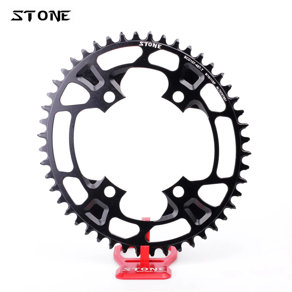 Stone Alloy Oval Single Chainring BCD107 Narrow Wide Teeth 4 Bolts for Force DUB Road Bike Chain Ring Chainwheel Bicycle Parts