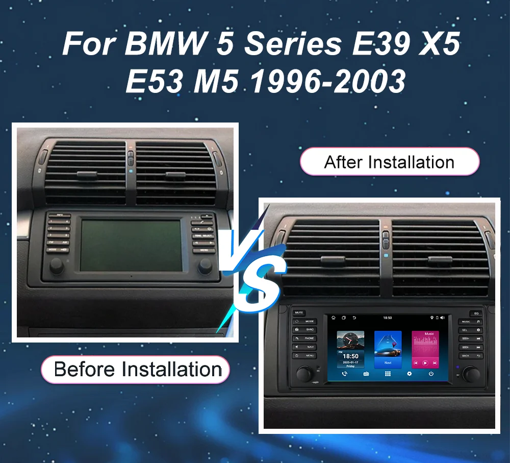7 Inch Car Radio For BMW 5 Series E39 X5 E53 M5 1996 -2003 Auto Multimedia NO 2din DVD Autoradio Wireless CarPlay Android Auto - view 2
