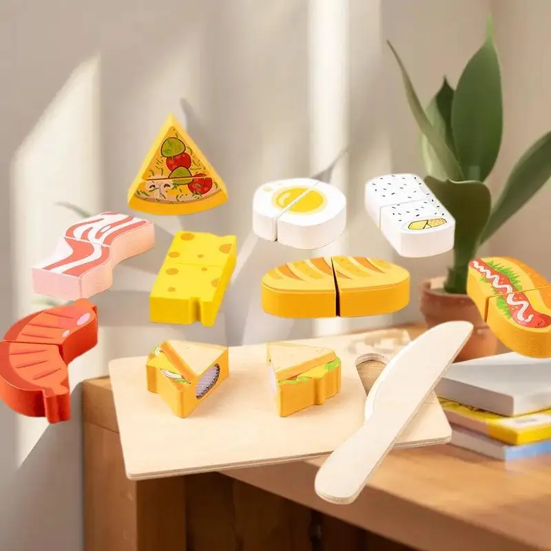 Pretend Wooden Kitchen Playset - Simulated Cutting Fruit, Velcro Toy Set, Perfect for Montessori Educational Toys for Children