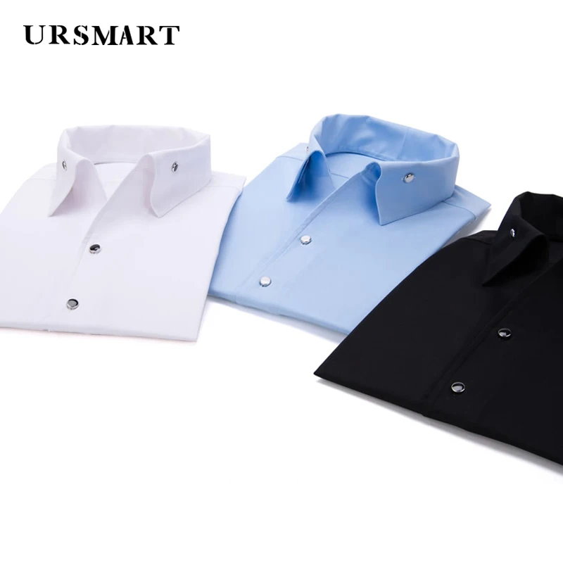 Custom Men's Shirt - Classic Italian Collar 100% Cotton Non-Iron One-Piece Collar Short-Sleeved Slim Fit White, Black, Water