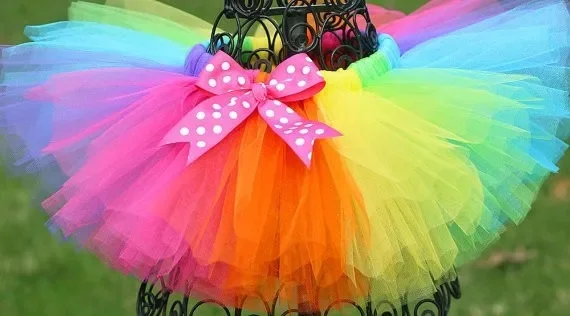 Girls Rainbow Tutu Skirts Kids Fluffy Tulle Pettiskirts with Hairbow Kids Birthday Halloween Christmas Costumes Skirts Clothes