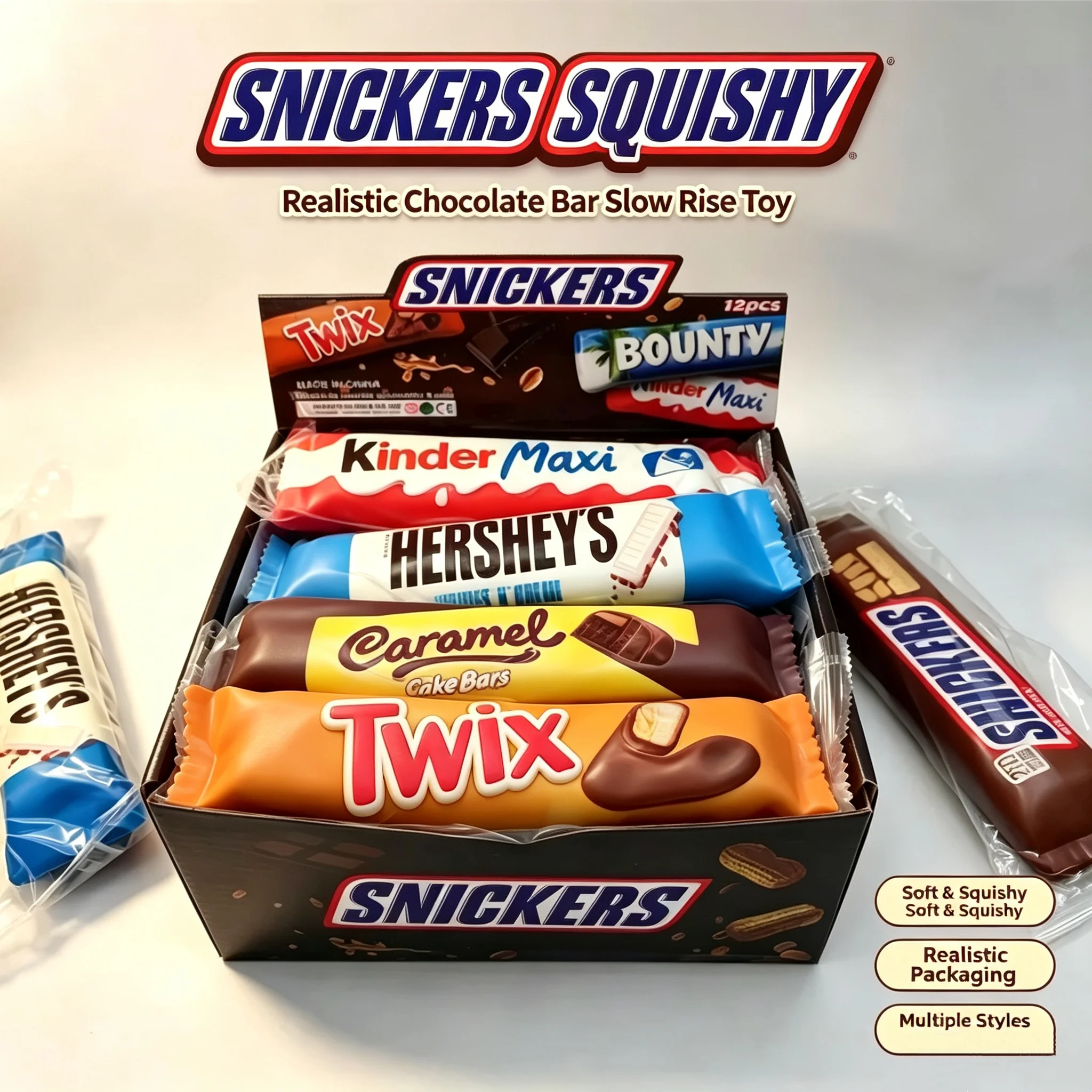 2026 New Candy Bar Squishy Blind Box Realistic Fake Chocolate Slow‑Rising Squeeze Toy Stress Relief Fidget Gift for Teens