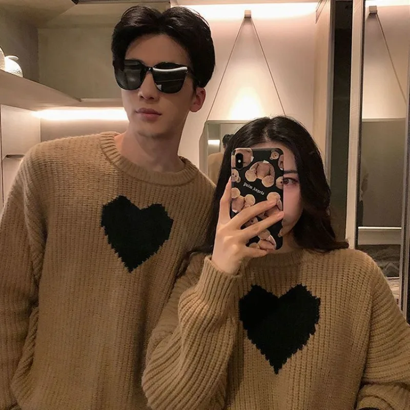 Knit Sweater Male Pullovers Couple Outfit Heart Coat Men's Clothing Jacket No Hoodie Best Selling Products 2024 Aesthetic Meme A