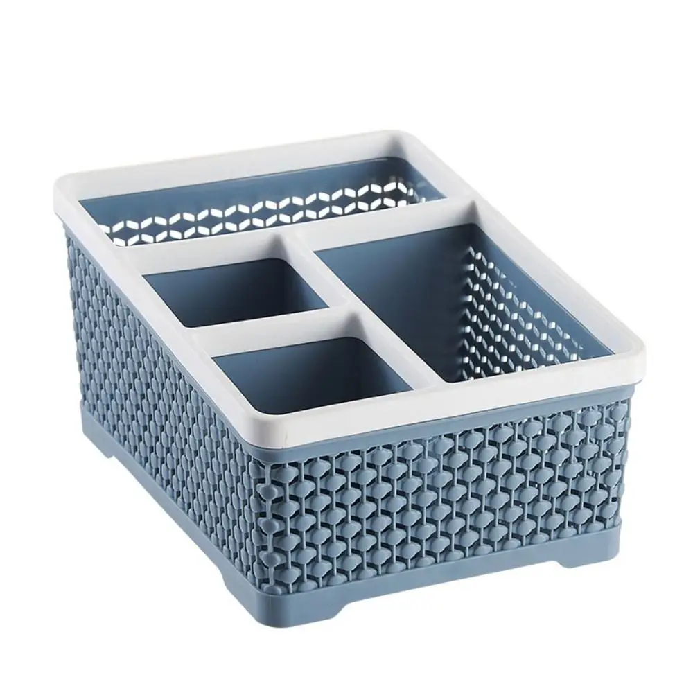 Trapezoidal Desktop Storage Box Divided Cell Compact Desktop Storage Organizer 4-Grid Hollow Cosmetics Lipstick Organizer