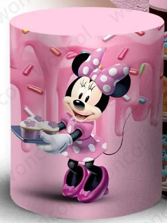 Minnie Mouse Round Backdrop Girl Birthday Baby Shower Backdrop Cake Shop Minnie Mouse Cylinder Cover Decoration Photography Prop