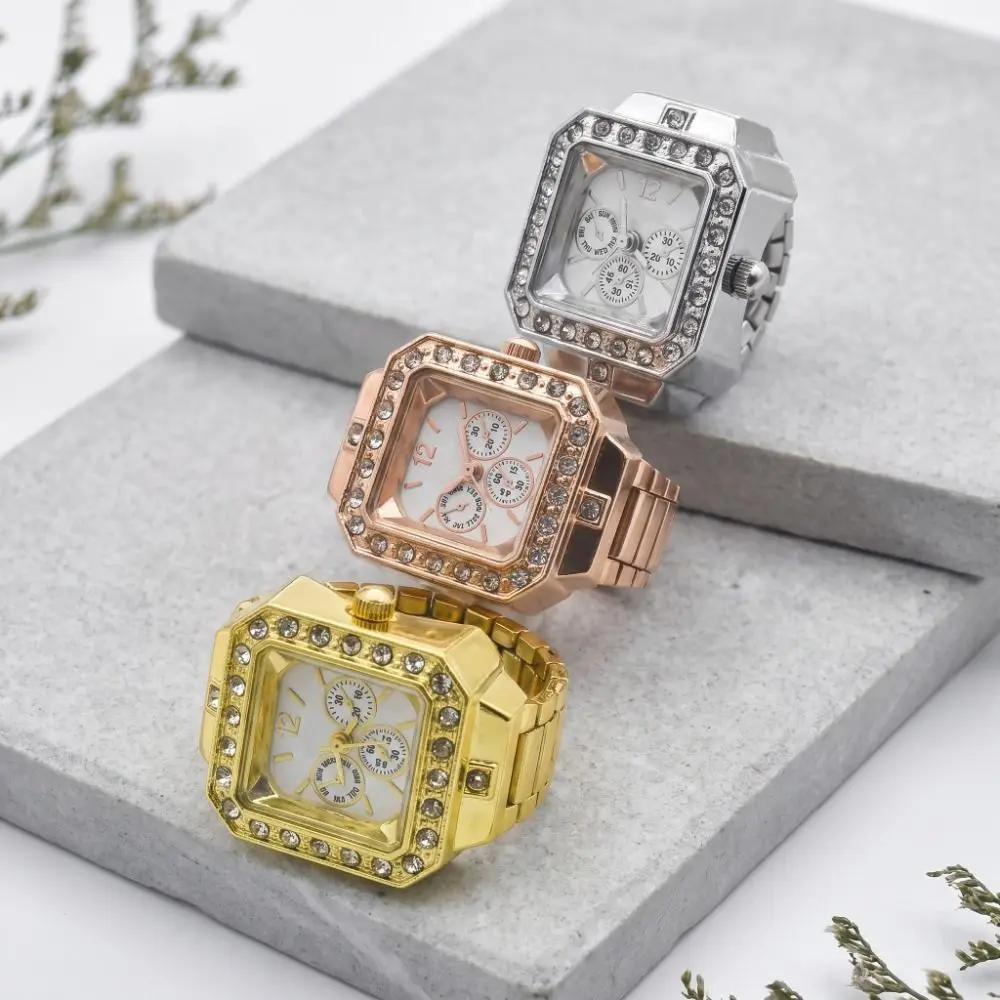 Hip Hop Vintage Rings Jewelry Clock Heart Shape Punk Roman Quartz Watch Alloy Creative Finger Watch Ring Man
