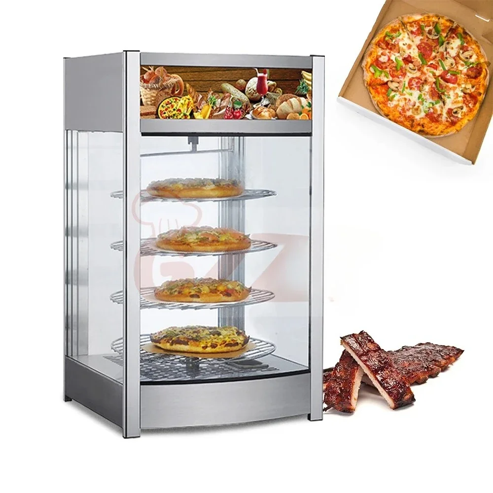 

Water in Hot Sale Food Warmer Heat Pizza Display Warmer Curved Glass Warming Showcase Hot Food Showcase Rotating Pizza Warmer