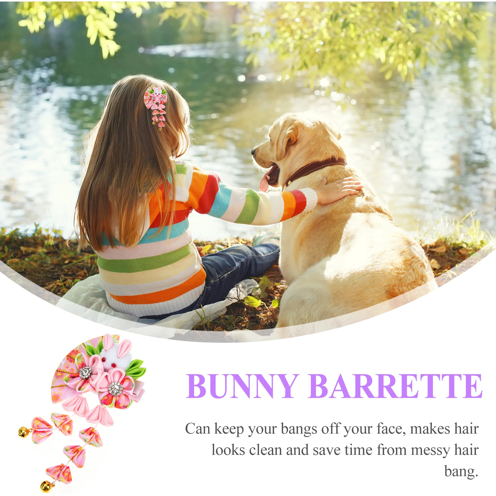 

Cute Rabbit Hair Clip Tassel Flower Hairpin Girls Hanfu Decorations Women Bridal Shower Curly Straight Hair Exquisite Design
