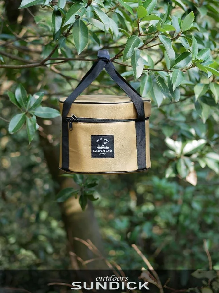 SUNDICK Outdoor Cylindrical Tableware Sets, Pots, Gas Cylinders, Anti-collision Picnic Bags, Miscellaneous Handbags