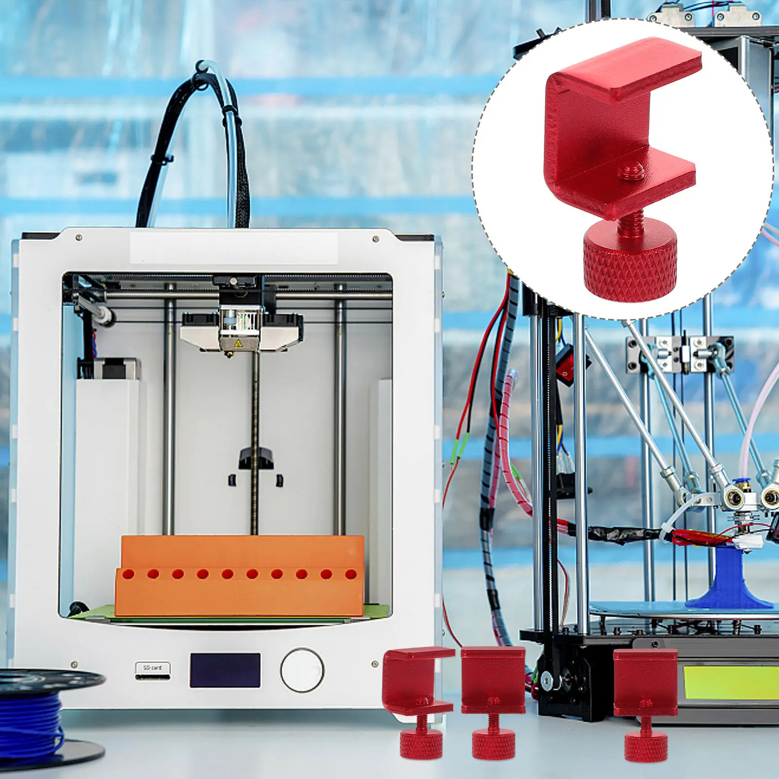 

4Pcs 3D Printer Bed Clamps Adjustable Aluminum Alloy Glass Clips Heat Bed Fixing Secure Stable Easy Install U-Shape Design