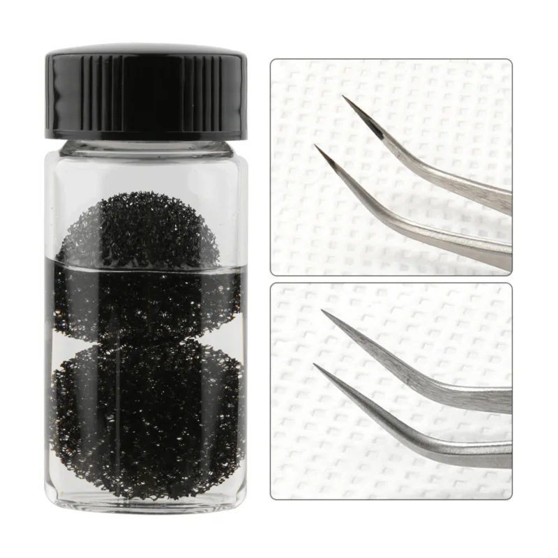 Eyelash Extension Tweezers Cleanser Lash Tweezers Cleaning Tool Lash Glue Remover with Sponge Ball Lash Tweezers Liquid Supplies