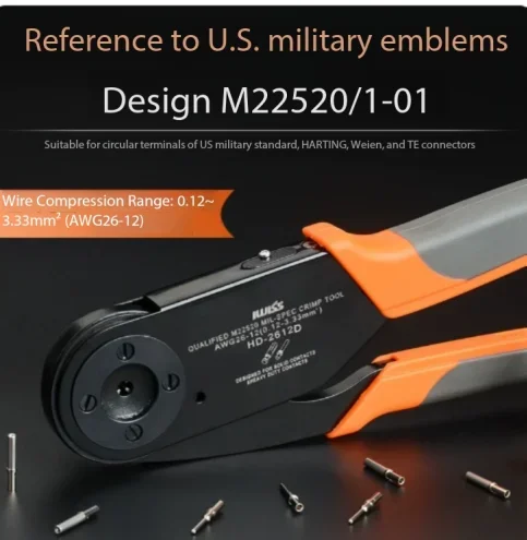 IWISS HD-2612D Deutsch Solid Contacts Adjustable Pin Crimping Tool AWG 26-12 for Size 12 16 20 Applicable To DT DTP DTM Series