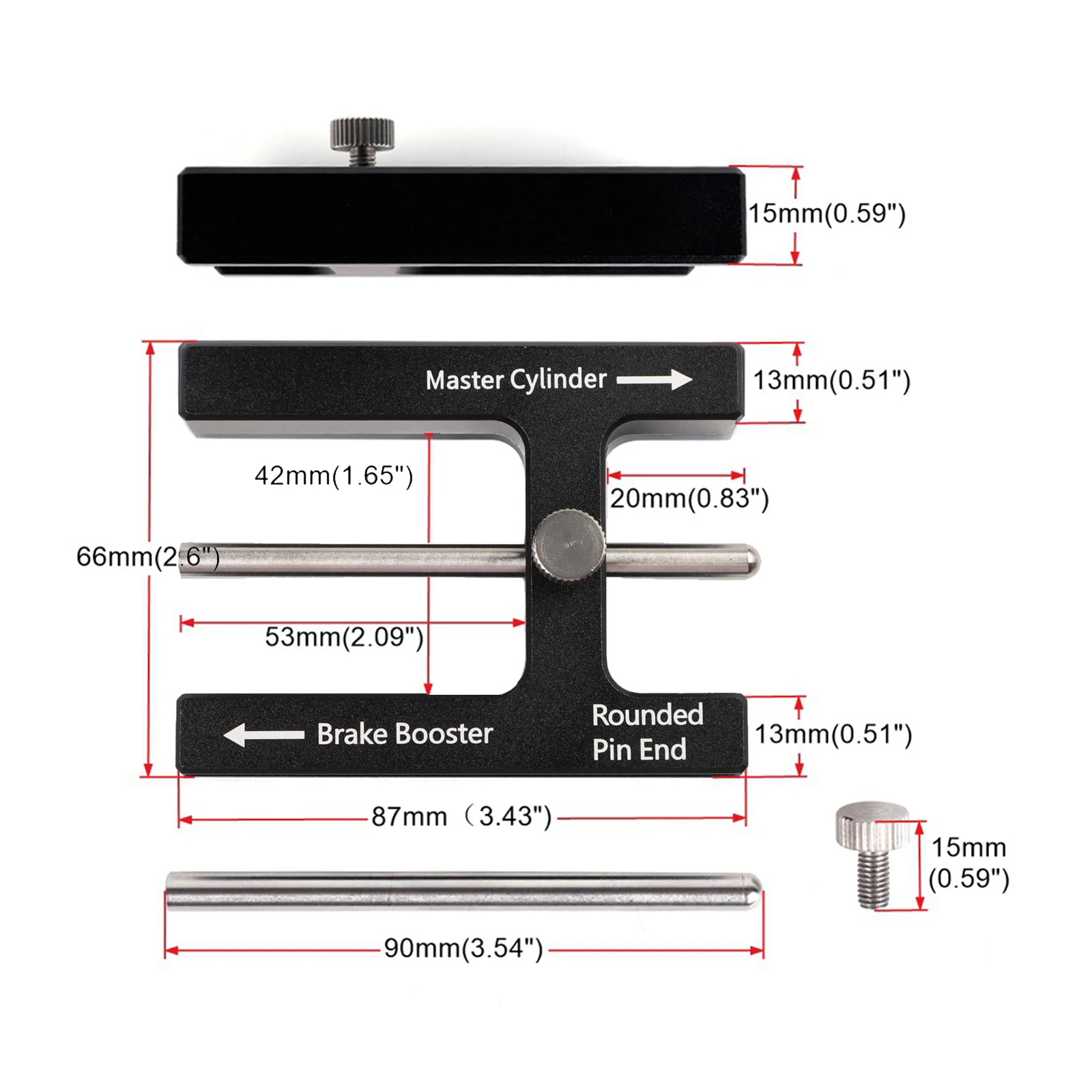 Brake Booster Push Rod Adjustment Tool Master Cylinder Length Gauge Aluminum Alloy 304 Stainless Steel Black For Car Brake Syste