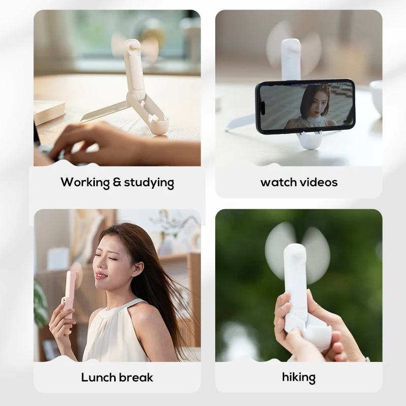 

New 2000mAh Multifunction Handheld Mini Electric Fan Outdoor Lighting Tripod Fan Home Desktop Phone Holder Folding Electric Fan