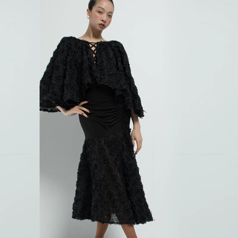 Valzer Abiti da ballo da sala Top latino da donna Gonna da samba Adulti Rumba Concorso di danza latina Costume Stage Wear SL12648