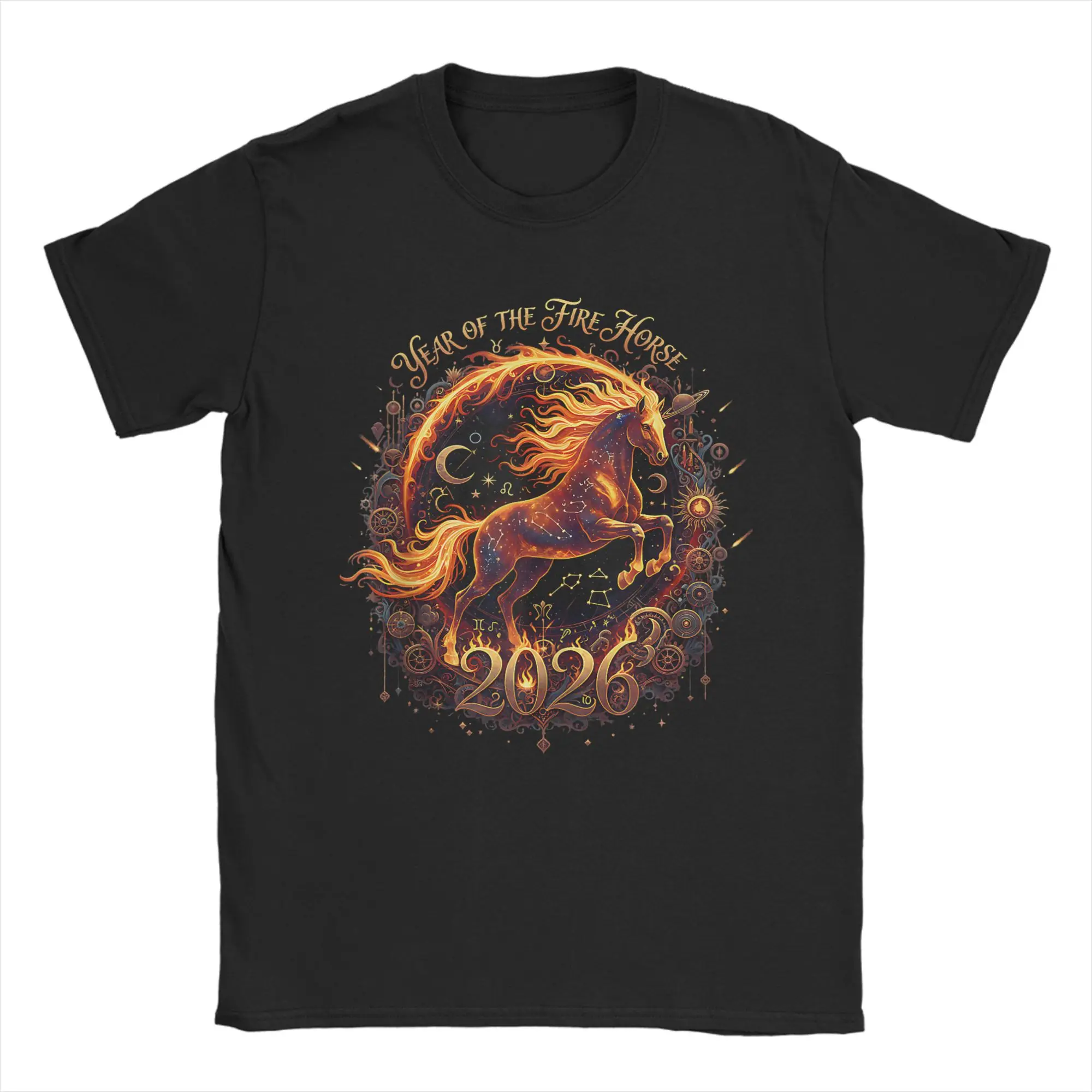 

Men Year of The Fire Horse 2026 Lunar Chinese New Year T Shirt Cotton Clothes Casual Short Sleeve Tee Shirt 4XL 5XL 6XL T-Shirts