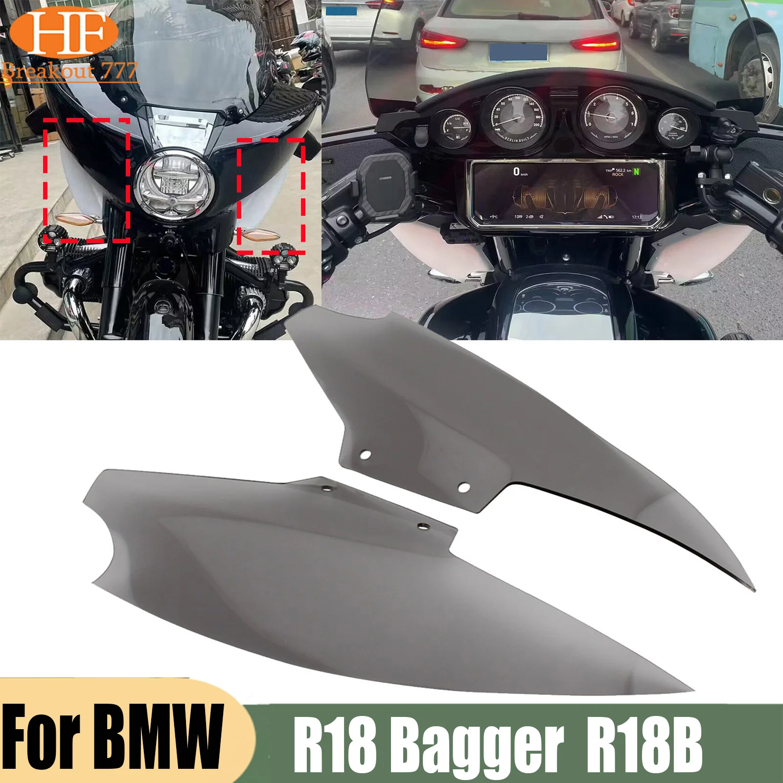 MMotorcycle Upper Fairing Air Deflector Side Wing Windshield Smoked Transparent For BMW R18B R18 Bagger