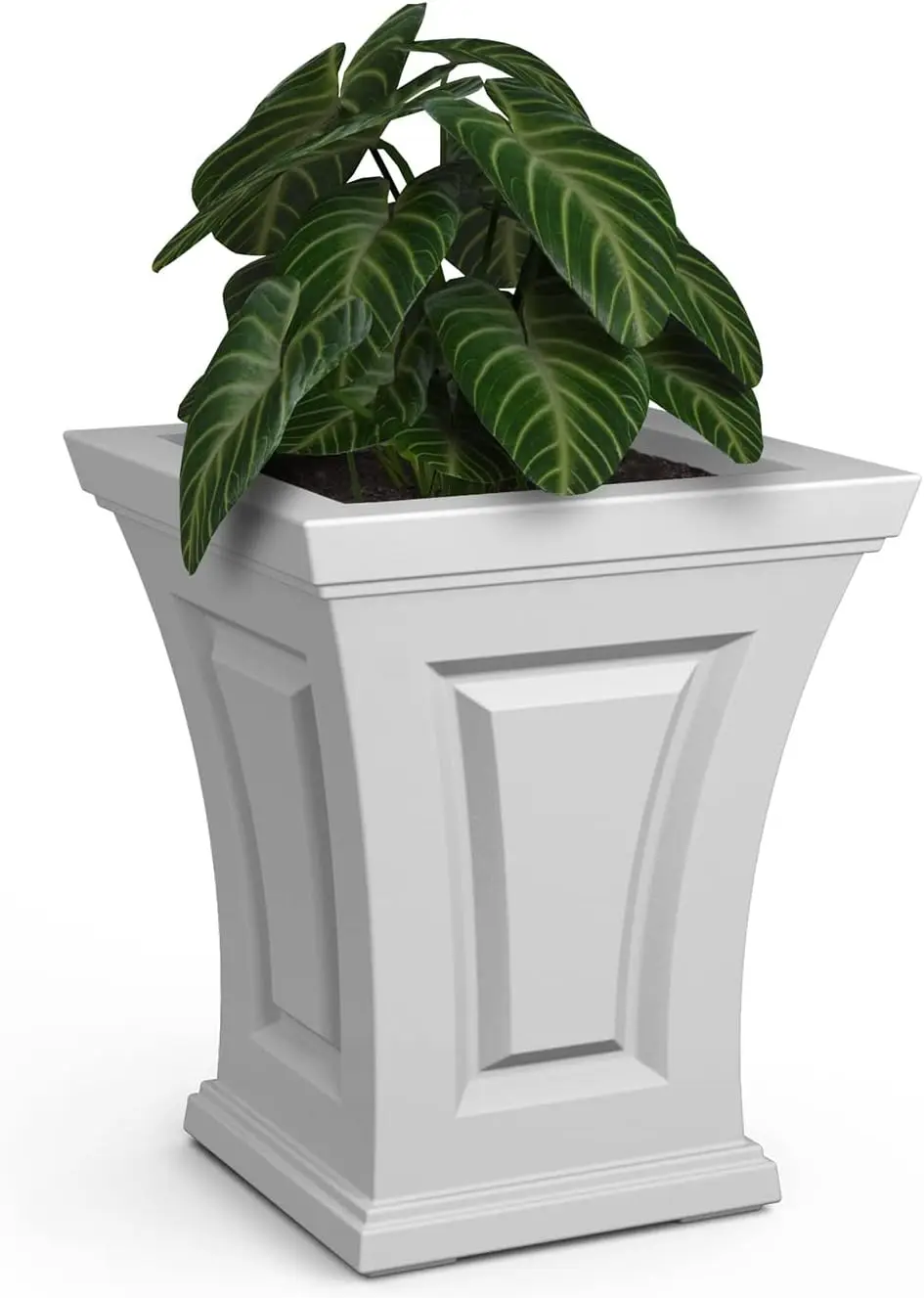 

Белое кашпо высотой 18 дюймов со встроенным резервуаром для воды, из прочного полиэтилена, для использования на улице