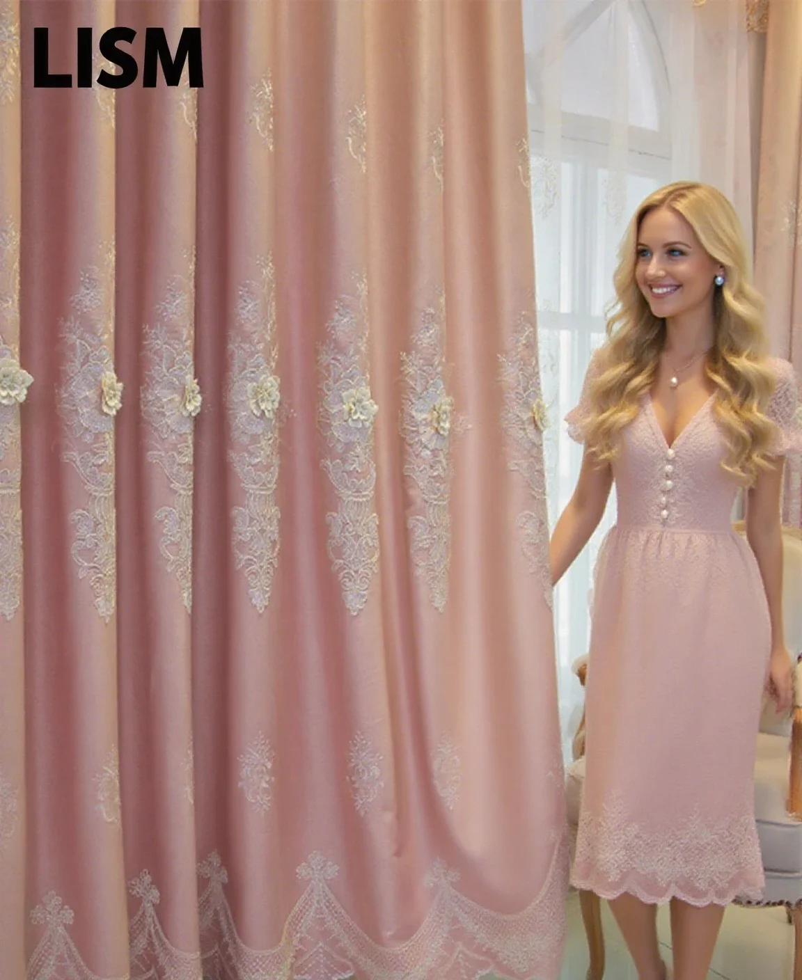 

Simple European Cotton Linen Blackout Curtains for Living Room Bedroom Modern Light Luxury Embossed Embroidered Curtain Custom