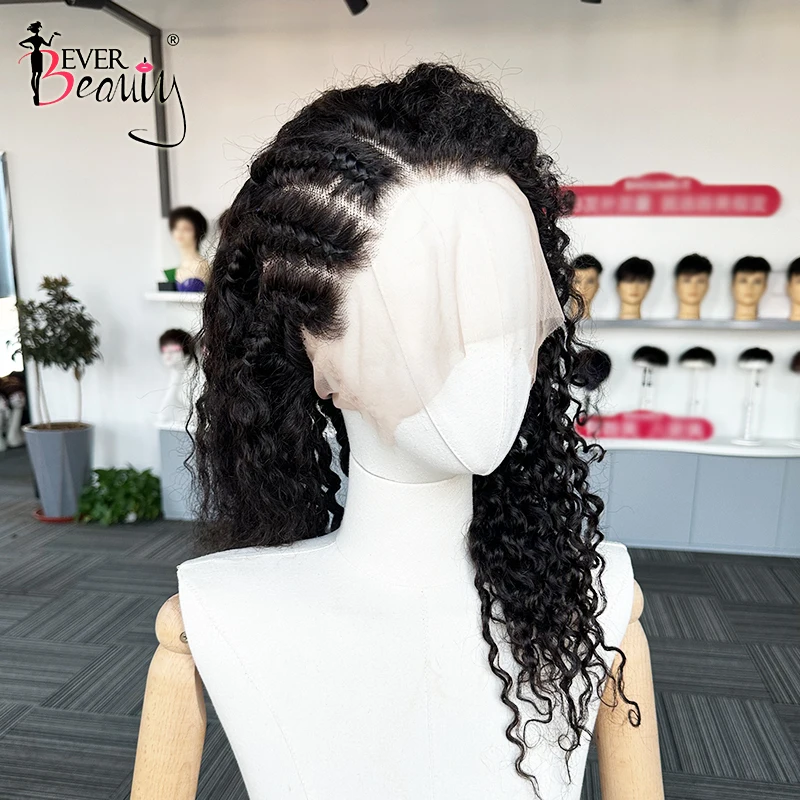 Pre Styled Braiding Wig Full Lace Human Hair Wigs Brazilian Water Deep Curly Wave Wigs Lace Front Wig For Women Ever Beauty