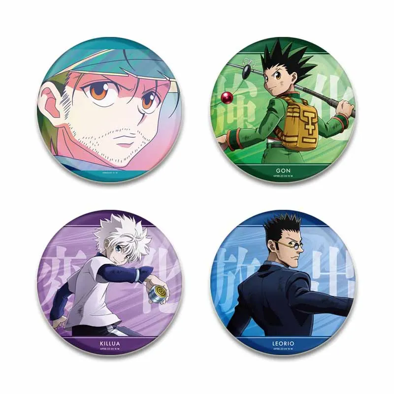 Anime Hunter X Hunter HD Print Brooch Cartoon Figure GON Killua Kurapika Leorio Round Display Brooches Lapel Pins Jewelry Badge