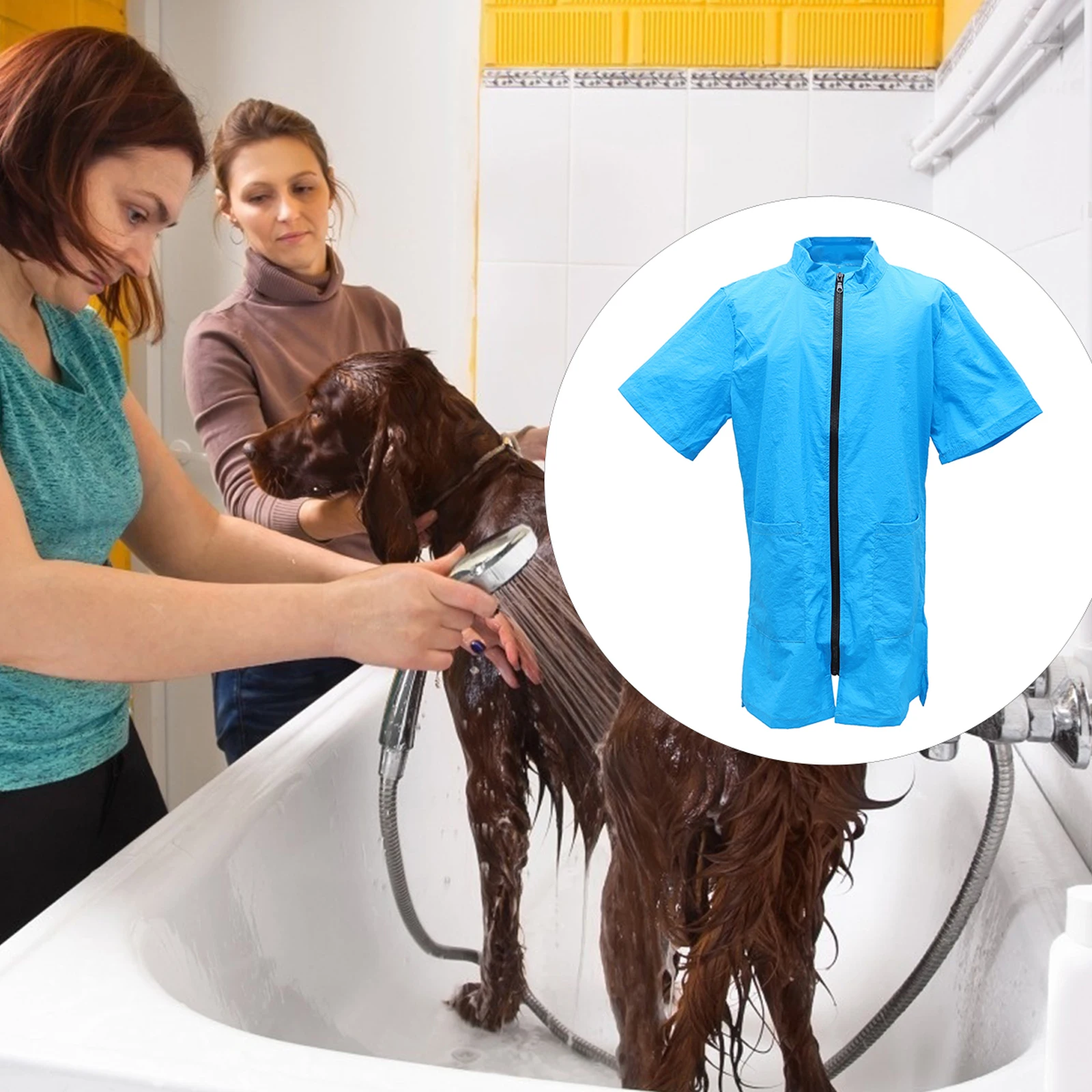 

Pet Uniform Waterproof Nylon Coat Kitten Grooming Women Coverall Overalls Apron Smock Pet Shop Bath Cosmetologist