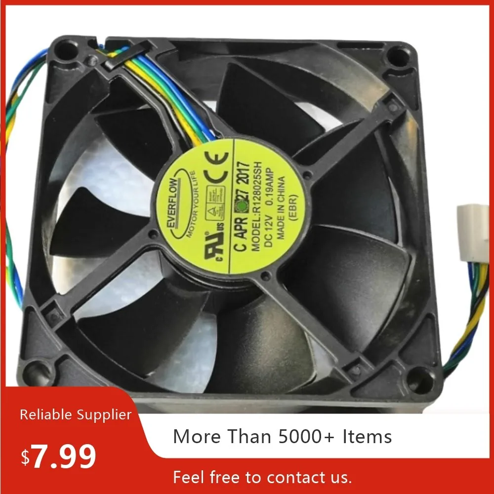 for Everflow R128025SH 80mm PWM CPU Cooling Fan 12V 4-Pin 750-2800RPM PC Heatsink & Case Ventilation
