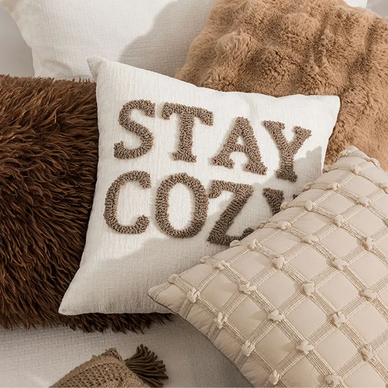 Ins Letter Loop Velvet Pillow Cover Sofa Decorative Pillowcase Nordic Style Creative Soft Cushion Cover Chenille Funda Cojin