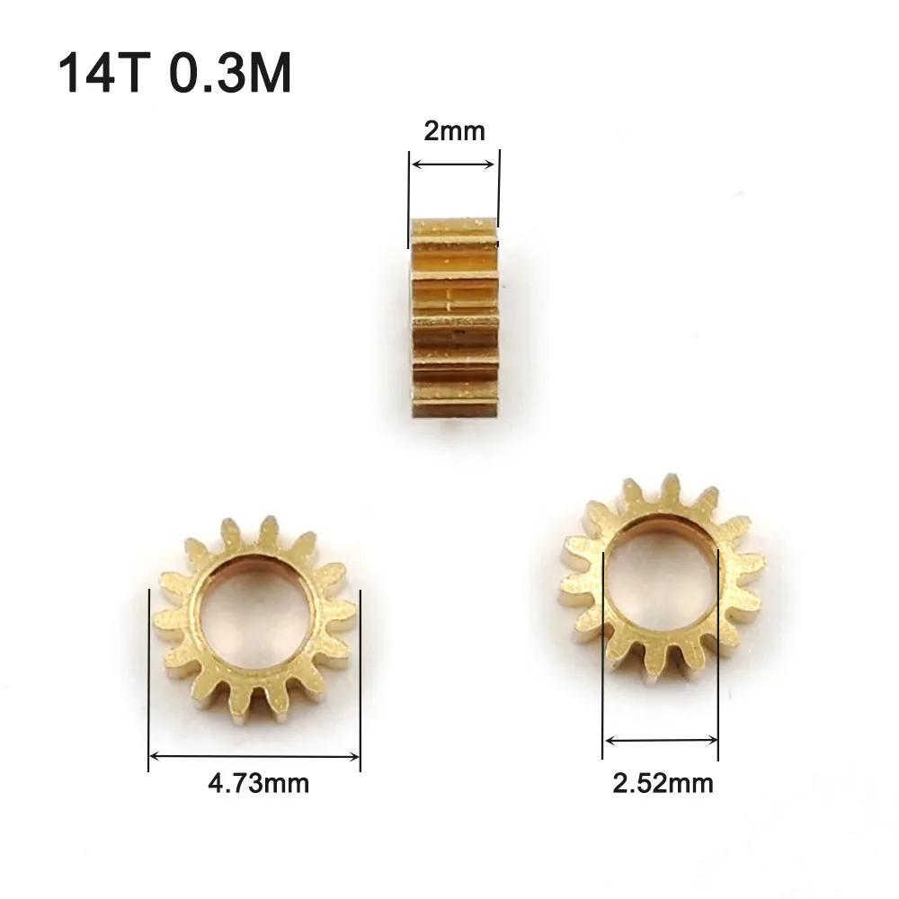 14T 0.3M Copper Gear 14 Teeth OD=4.8mm Hole 2.52mm Thick 2mm DIY Camera Lens Repair Pinion 142.5B 14Z Power Transmission Parts