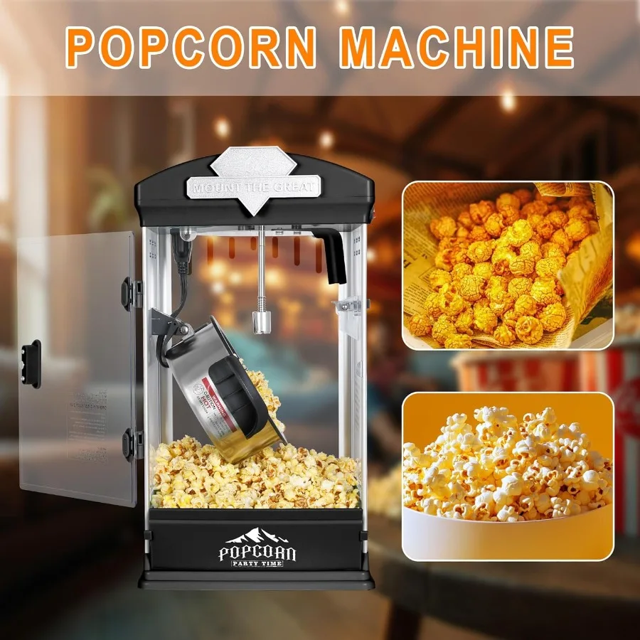 Tabletop Popcorn Machine with StainlessSteel Kettle for Home Family Use 600W Popcorn Maker Produces Up to 32 Cups Ideal for Mov