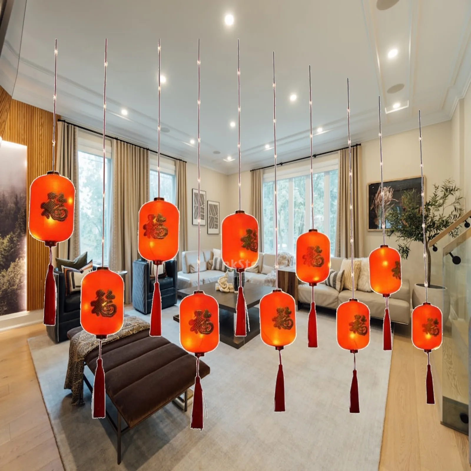 Lights Decoration Festival Lighting String Red Lantern Cream LED Holiday Lights for Room Chinese New Year Arrangements