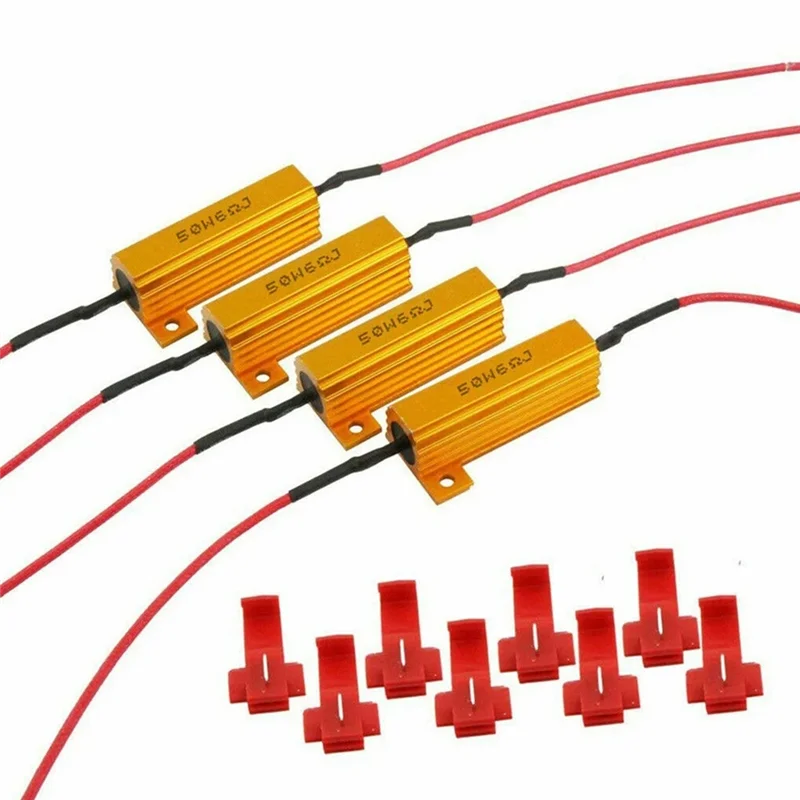 LED Indicator Ballast Load Resistor Flash Rate Relay Turn Signal Bulbs 50W 6 Ohm 4Pcs