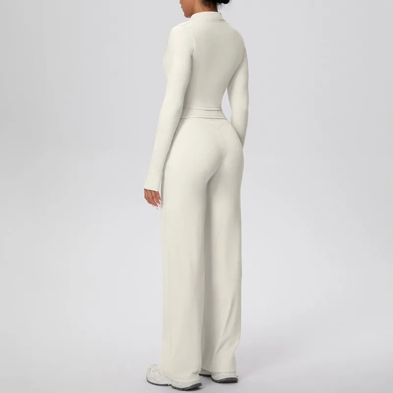 

Женский облегающий комплект для йоги с начесом, быстросохнущий облегающий жилет с широкими штанинами, длинный комплект из трех предметов, комплект для занятий спортом и отдыха на открытом воздухе, фитнес-набор