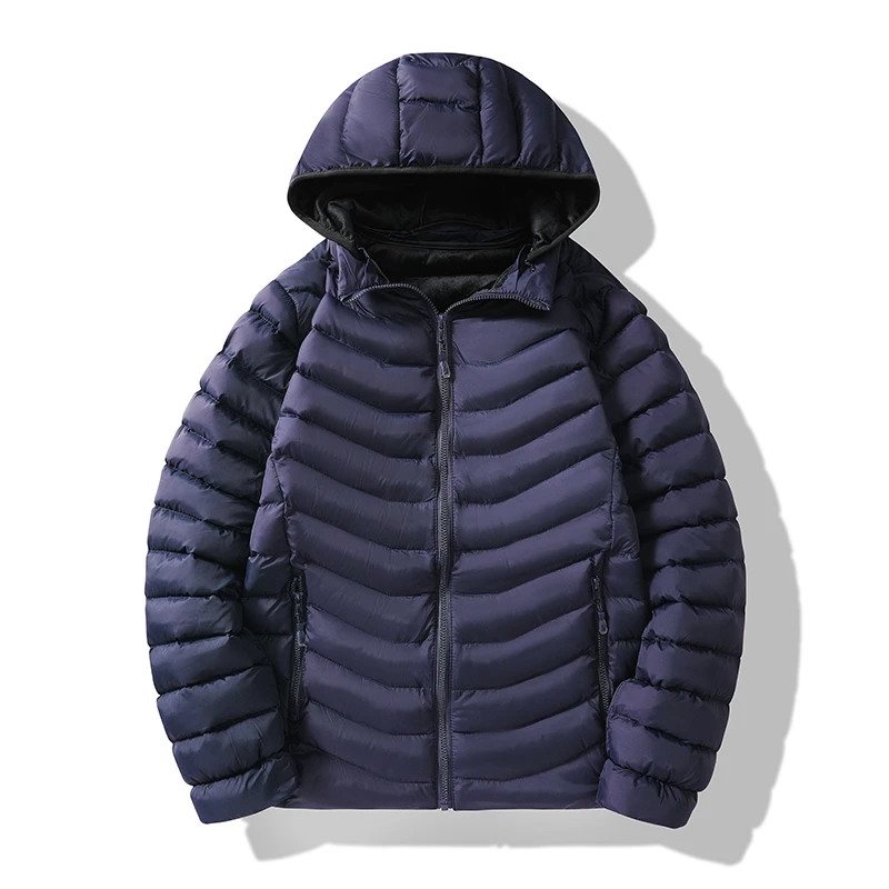 Fashion Casual Warm Parkas for Men Comfortable Hooded Zipper Cotton Jackets Solid Color All-match Overcoat Winter Thicken New