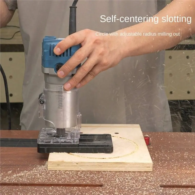 WORTHOWN-Multifunctional 5-In-1 Router Base Jig, Trim Auxiliary Tool,CNC Aluminum Guide For Grooving, Circle Cutting