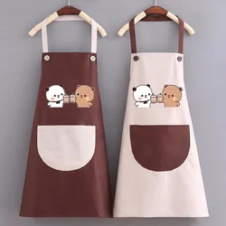 Cartoon Bubu Dudu Anime Panda Lovely Canvas Apron Female Household Kitchen Cooking Antifouling Breathable Wear Cleaning