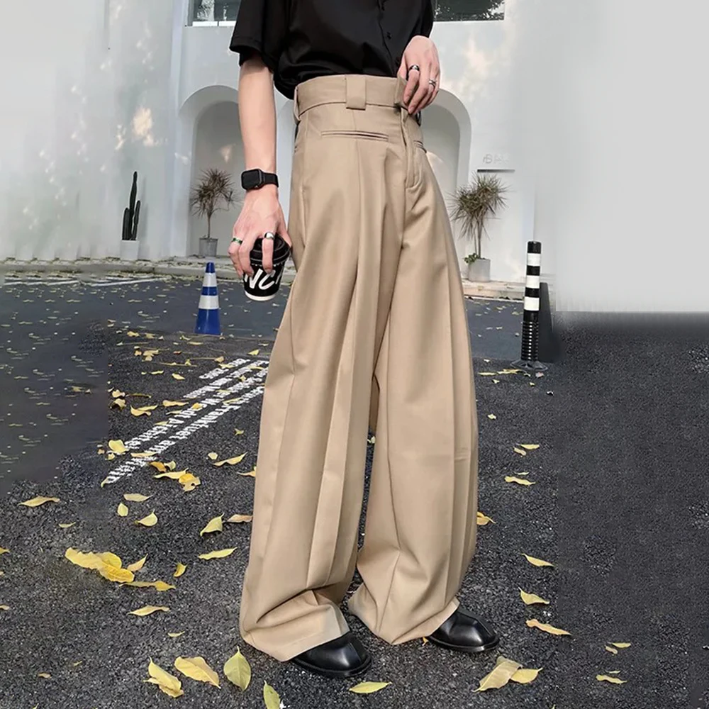 

Mens Trousers Reverse Design Front Pocket Wide Leg Pants Autumn Fashion Couple Versatile Simple Daily Casual Pants Unisex 2024