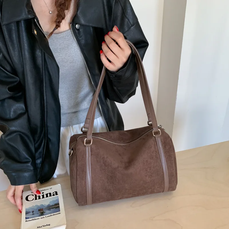 FOXER Retro Women's Shoulder Bag 2026 Autumn Winter Large Capacity Boston Bag Synthetic Leather Ladies Casual Crossbody Handbag