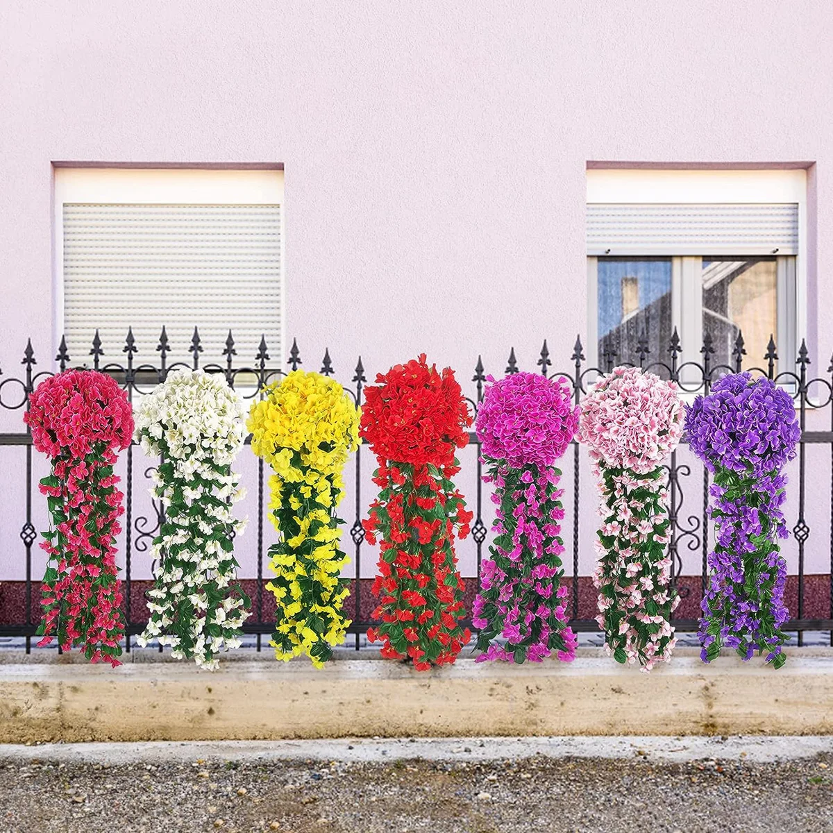 Künstliche violette Efeu-Hängeblumen, Hochzeitsbogen, Party-Dekoration, Zuhause, Zimmer, Garten, Terrasse, Outdoor-Dekoration, gefälschte Blumengirlande – Detail 1