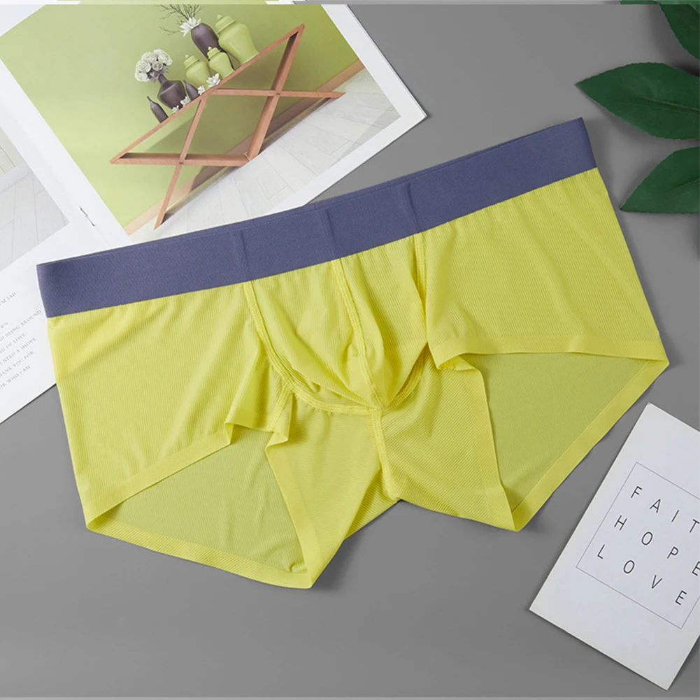 Heren Sexy Trunks Ijs Zijde Doorschijnende Slips Ultra-Dunne Ondergoed Shorts Uitstulpzak Onderbroek Ademende Slip