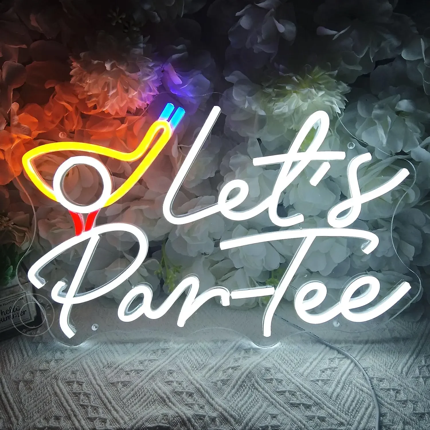 Let's Par Tee Neon Light Sign LED Neon Sign USB Dimmable for Man Cave Club Wall Decor Business Birthday Christmas Party Gift