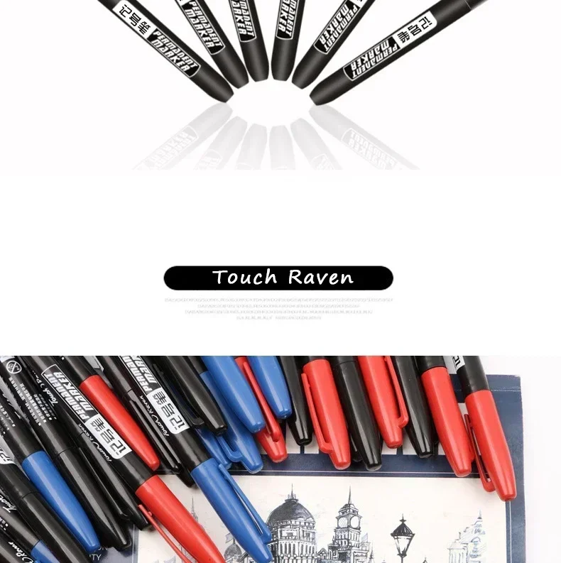 9 Teile/satz Permanent Marker Stift Feine Spitze Wasserdichte Tinte Dünne Spitze Rohe Spitze Schwarz Blau Rot Tinte 1,5mm Feine farbe Marker Stifte – Detail 8